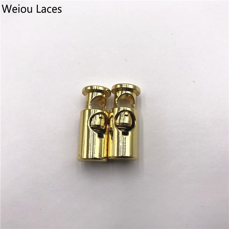 Weiou 2pcs/1Set Shoe Buckle Stoppers Shoelaces Metal Lock Zinc Alloy Single Hole Spring Buckle For