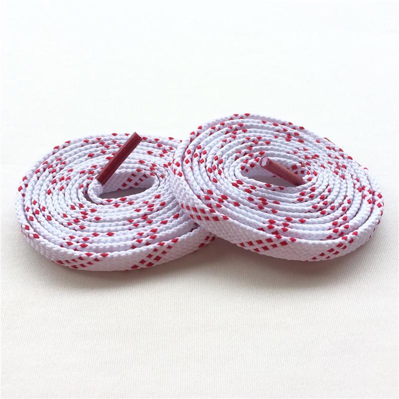 New Running Shoelaces Flat White and Red Striped Polyester Leisure Fabric Shoelace as Birthday Gift