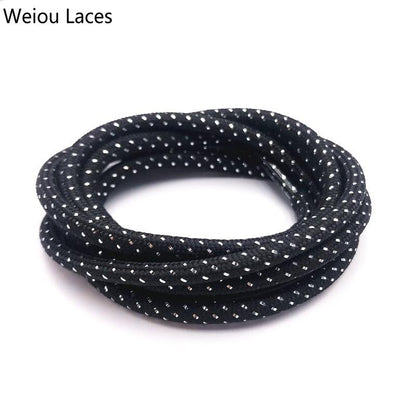 Weiou 4.5mm Cool Glitter Lace Metallic Round Cross Grain Sparkle Bootlaces Shiny White Black