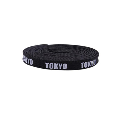 Weiou Couple Parent-child Shoelaces 0.7 Cm Flat Printed Japanese Tokyo Letter Double Layer Shoe