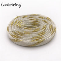 7mm Double Layer Shinning Colorful Glitter Shoelaces Long Shoe Laces White Black Red Gold Silver