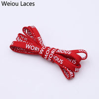 Weiou Fashion 7mm Width Double-sided Silk Screen Printing Universal Shoe Laces Flat Printed WORLD