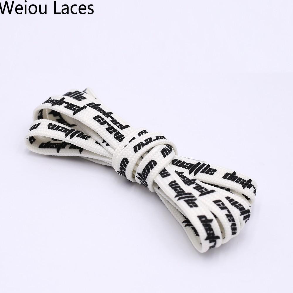 Weiou Flat Printed Waffle District Crew Shoelaces Beige Double-sided Printing Authentic Shoestring