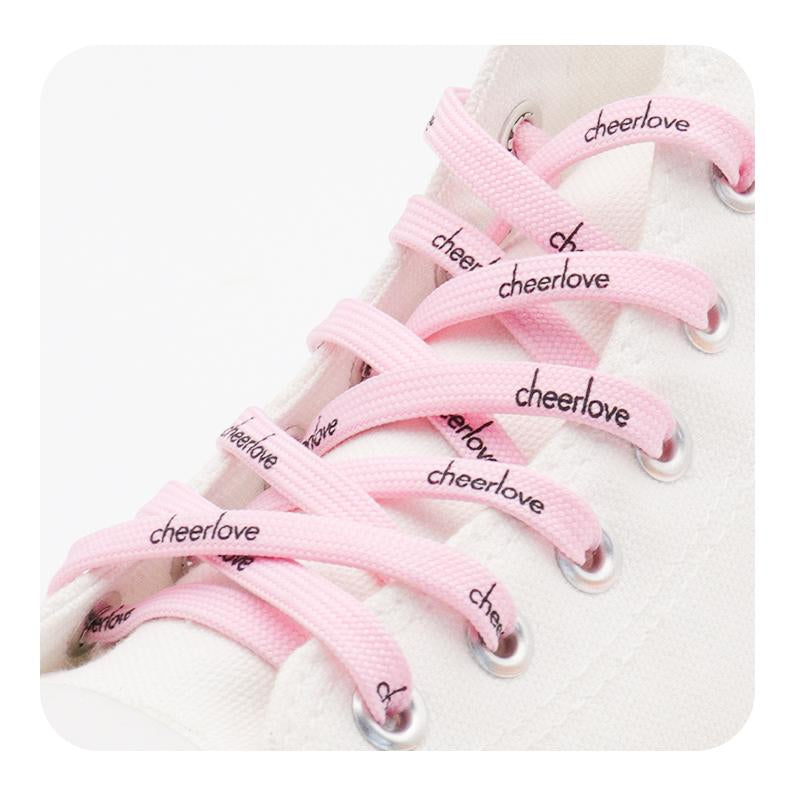 Weiou New All-Matched Shoelaces 7 MM Flat Printed Cheerlove Letters Polyester Shoestrings For Men