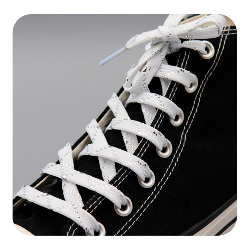 Weiou Official 8MM White-Sliver Metallic Wire Strings Canvas Boots Polyester Shining Cords Women