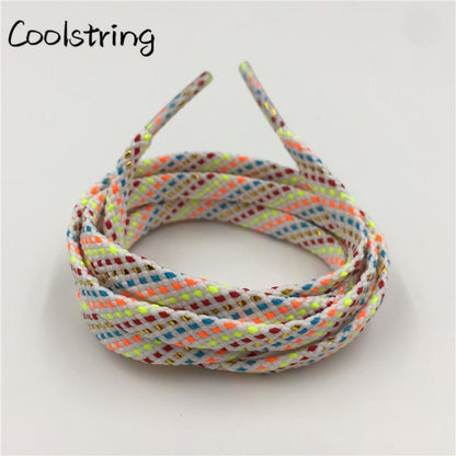 New Arrival 7mm Flat Glitter Metallic Shoe Strings Laces Novelty Unique Dress Shoelaces For Martin