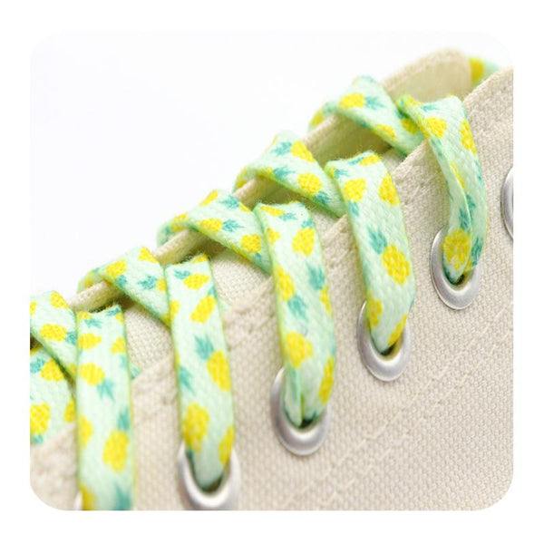 Weiou The New Listing Shoelaces 0.8 Cm Flat Printed Summer Pineapple Shoelaces  Ladies Favourite