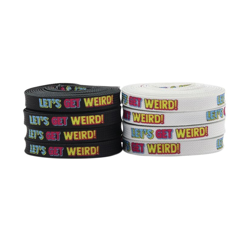 Weiou Sport Printing Hiking Shoelaces 0.8 Cm Flat Printed Let's Get Weird Black And White Cut