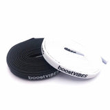 Flat White Black Printed BoostVIBES Shoelaces Two Sided Printing Letter Bootlaces For Sports