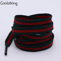 Classic 8mm Green Red Ribbon Shoelaces Polyester Flat Laces Single Layer Shoestrings Plastic Tips