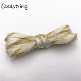 7mm Double Layer Shinning Colorful Glitter Shoelaces Long Shoe Laces White Black Red Gold Silver