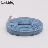 8mm Premium Flat Denim Shoelaces Metal Aglet Classic Laces Customize Your Kicks Blue Black