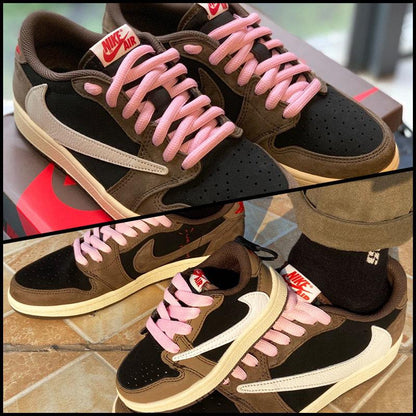 Travis Scott X Pink Series Shoelaces 60-180 Cm Jumpman Basketball Shoes 2021 Flat Type Ropes For Kid