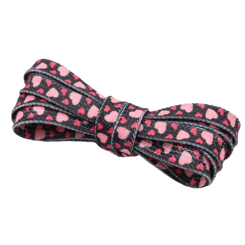 Weiou Cute Black Pink Love Printed Shoelaces 0.8 Cm Flat Type  Shoestring For Children Women