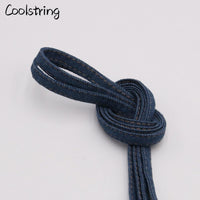 8mm Premium Flat Denim Shoelaces Metal Aglet Classic Laces Customize Your Kicks Blue Black