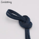 8mm Premium Flat Denim Shoelaces Metal Aglet Classic Laces Customize Your Kicks Blue Black