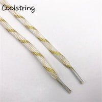 7mm Double Layer Shinning Colorful Glitter Shoelaces Long Shoe Laces White Black Red Gold Silver