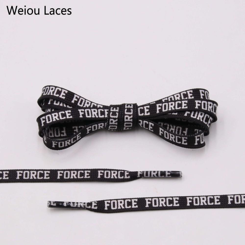 Weiou New Fantastic Printing Shoelace With Letter Force Sneaker Sports Shoe Laces 7mm Width Black