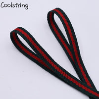 Classic 8mm Green Red Ribbon Shoelaces Polyester Flat Laces Single Layer Shoestrings Plastic Tips