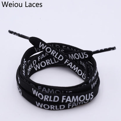 Weiou Fashion 7mm Width Double-sided Silk Screen Printing Universal Shoe Laces Flat Printed WORLD