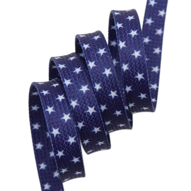 Pentalpha Pentagram Shoelaces Sublimated Printed Blue White Five-Pointed Star Boot Laces For