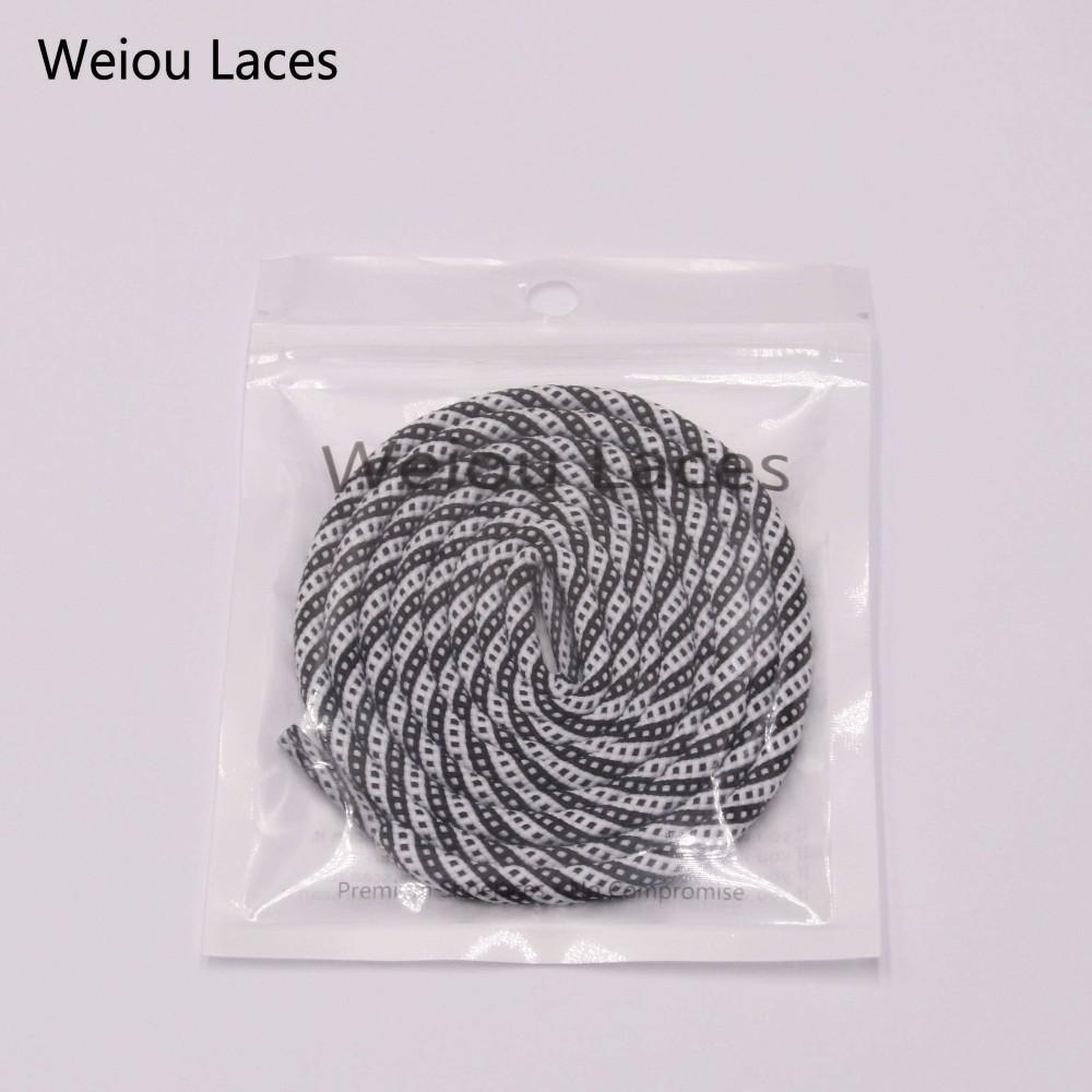 Weiou 5mm Round Type Polyester Two Tone Twill Middle Dot Checkered Laces Exclusive Red White Black