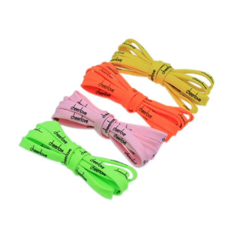 Weiou New All-Matched Shoelaces 7 MM Flat Printed Cheerlove Letters Polyester Shoestrings For Men