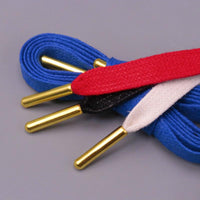 Golden Metal Tips 8MM Waxed Shoelaces 100% Cotton Black White Red Blue Laces Unisex For Sneaker