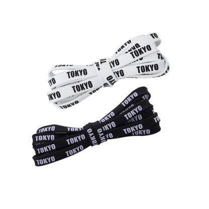 Weiou Couple Parent-child Shoelaces 0.7 Cm Flat Printed Japanese Tokyo Letter Double Layer Shoe