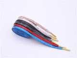 7MM Imitate Snake Skin Drawing Flat Luxurious PU Leather Shoelaces With Golden Metal Tip Nice Boot