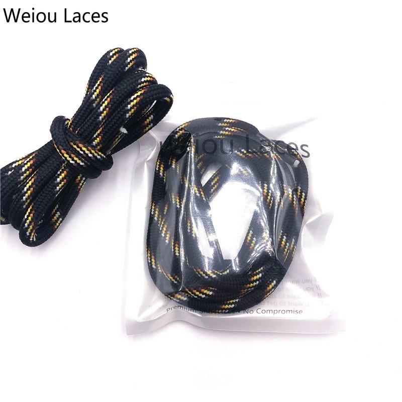 Weiou 6mm Round Rope Laces Black With Colorful Dots Line Yellow Bootlaces Unisex Striped Shoelaces