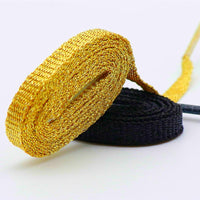 5MM Metallic Yarn Flat Shoelace Black/Dark Gold Lace Fashion Men Women Sneaker Canvas 2021 New