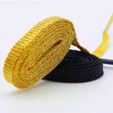 5MM Metallic Yarn Flat Shoelace Black/Dark Gold Lace Fashion Men Women Sneaker Canvas 2021 New