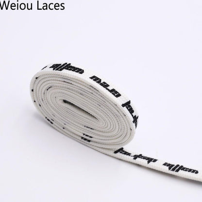 Weiou Flat Printed Waffle District Crew Shoelaces Beige Double-sided Printing Authentic Shoestring