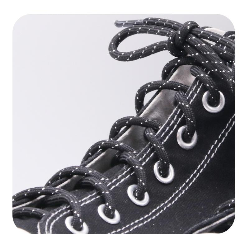 Weiou Laces 4.5MM Round Cheaper Ropes Black Silver Cords For Hiking Boots Running Jogging Shoes