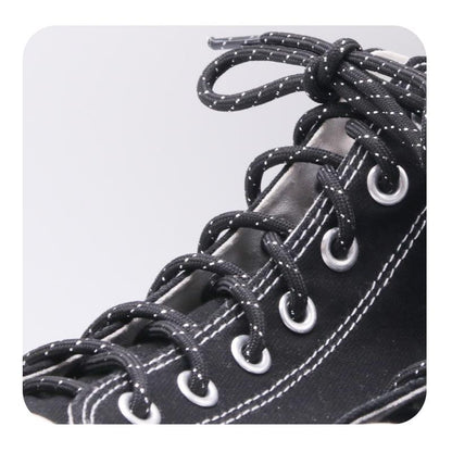 Weiou Laces 4.5MM Round Cheaper Ropes Black Silver Cords For Hiking Boots Running Jogging Shoes