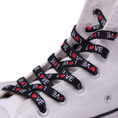 Weiou Cute Shoelaces Flat Sports Print Love Polyester Shoelaces for Women Canvas Hiking Sneakers