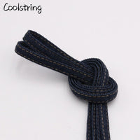 8mm Premium Flat Denim Shoelaces Metal Aglet Classic Laces Customize Your Kicks Blue Black