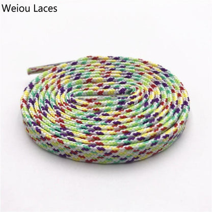 Weiou New 7mm Colorful Polyester Shoelace Flat Personality Customize Shoe Lace Coloured Shoestring