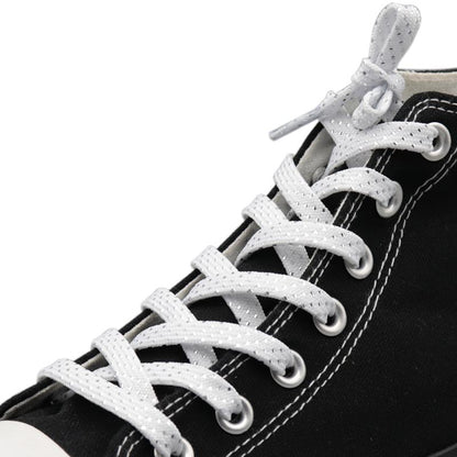 Weiou Professional Shoelaces Store Top Quality Metallic Yarn White Black Flat Type Laces For Canvas