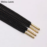 Weiou Premium Flat Denim Shoelaces With Metal Tips Cool Laces To Customize Your Kicks Blue Black