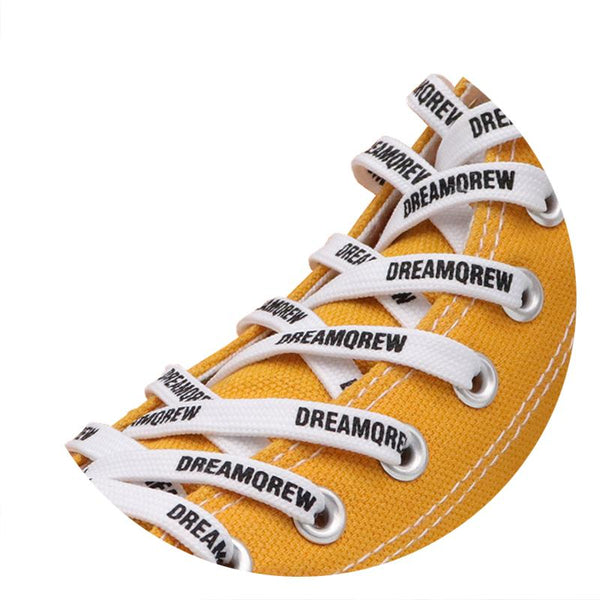 8MM Double Layer Stronger Polyester Shoelaces "DREAMQREW" Letter Printing Unisex For Canvas Boots