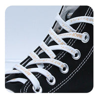 Weiou New 7 MM Flat Shoelaces Silk Screen Polyester Woman Man Shoestrings White with Double Sided