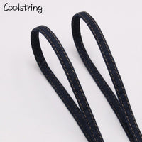 8mm Premium Flat Denim Shoelaces Metal Aglet Classic Laces Customize Your Kicks Blue Black