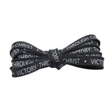 Weiou Women Canvas  Personality Shoelaces 0.8 Cm Flat Black Printed White  Christ Makes Us Victory