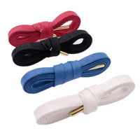 Golden Metal Tips 8MM Waxed Shoelaces 100% Cotton Black White Red Blue Laces Unisex For Sneaker