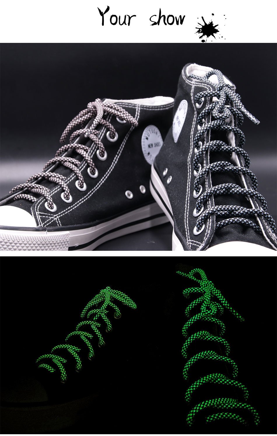 4.5MM Luxury Luminous Shoelaces Highlight Eye-Catching Ropes Trendy Night Glow In City Street Shop