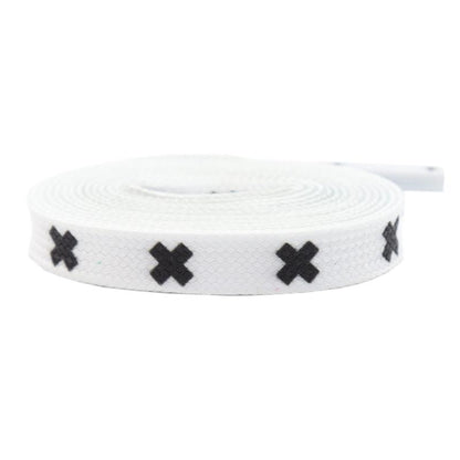 Weiou New Cute Shoestrings 0.7 Cm Flat Printed Black And White X Shoelaces Polyester Shoelaces Men