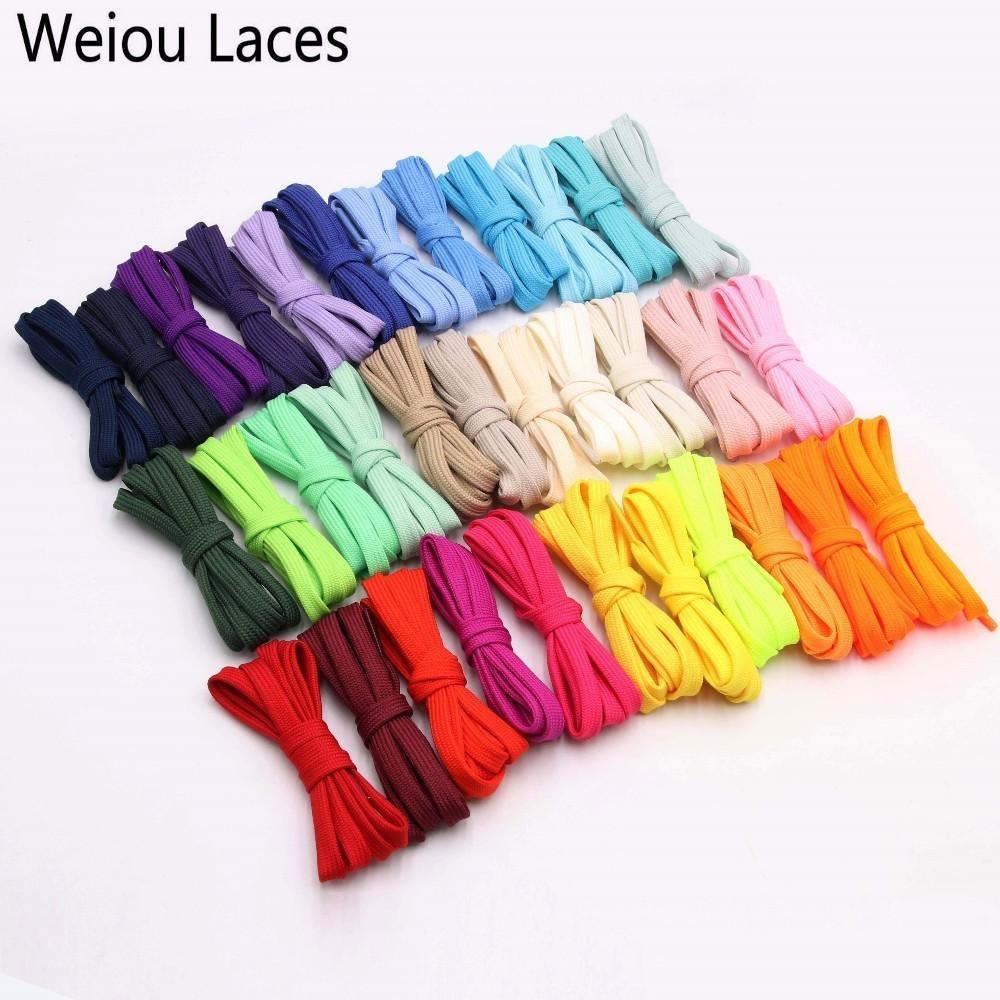 Weiou Basics Flat 7mm Laces Colorful Shoelaces Solid Color Polyester Tubular Sneakers Shoestring For