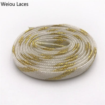 Weiou 2 Colors Mixed Shinning Colorful Glitter Shoelaces Strings Knitted Running Shoestring Flat